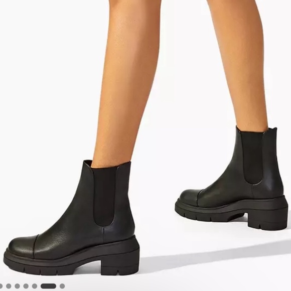Stuart Weitzman Shoes - Stuart Weitzman Norah Women's Black Leather Chelsea Boots Size 8.5 C wide